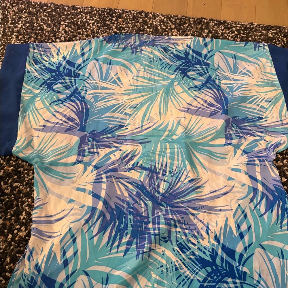 Tropical Blue and White Leaf Print cover up